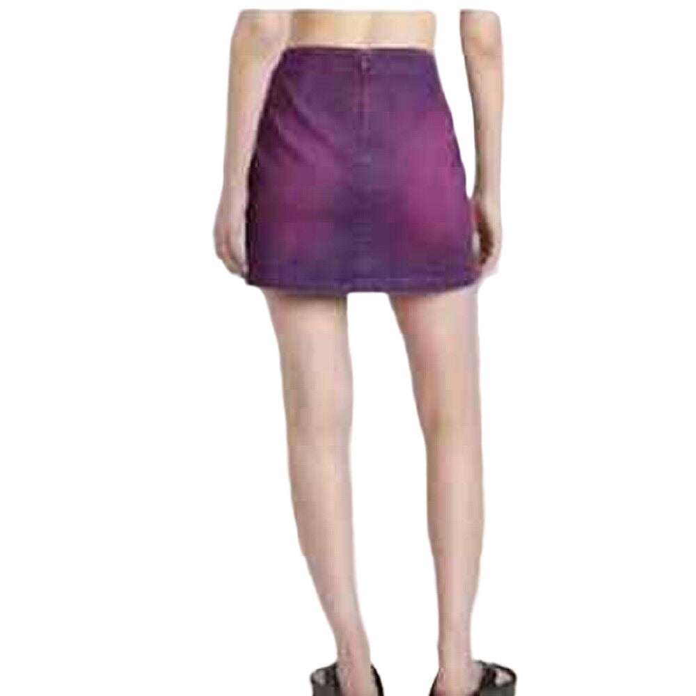 Women's Mid-Rise Notch Front Seamed Denim Mini Skirt Wild Fable Violet 10
