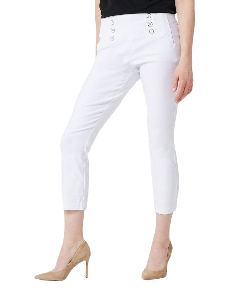 White Button Front Crop Pants Size Plus Petite 24