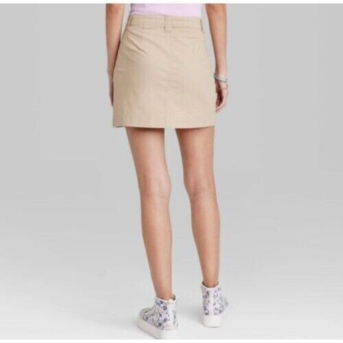 Women's High Rise Chino Mini Skirt Wild Fable Beige 8
