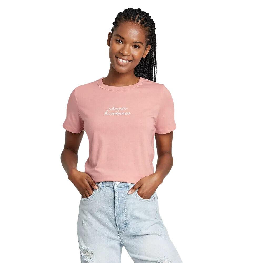 Women's Choose Kindness Short Sleeve Graphic T-Shirt Rose XXL