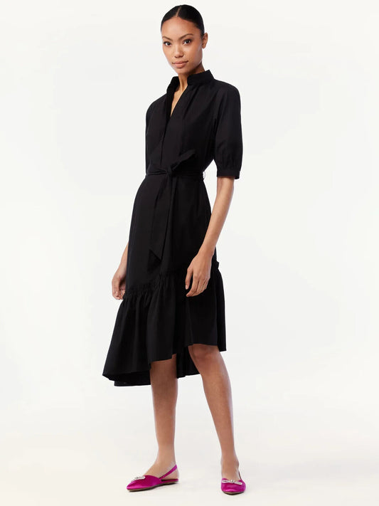 Scoop Women's Asymmetric Ruffled Midi Dress