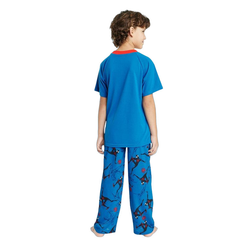 Boys Marvel Spider Man Miles Morales 2pc Short Sleeve Pajama Set Blue Size L