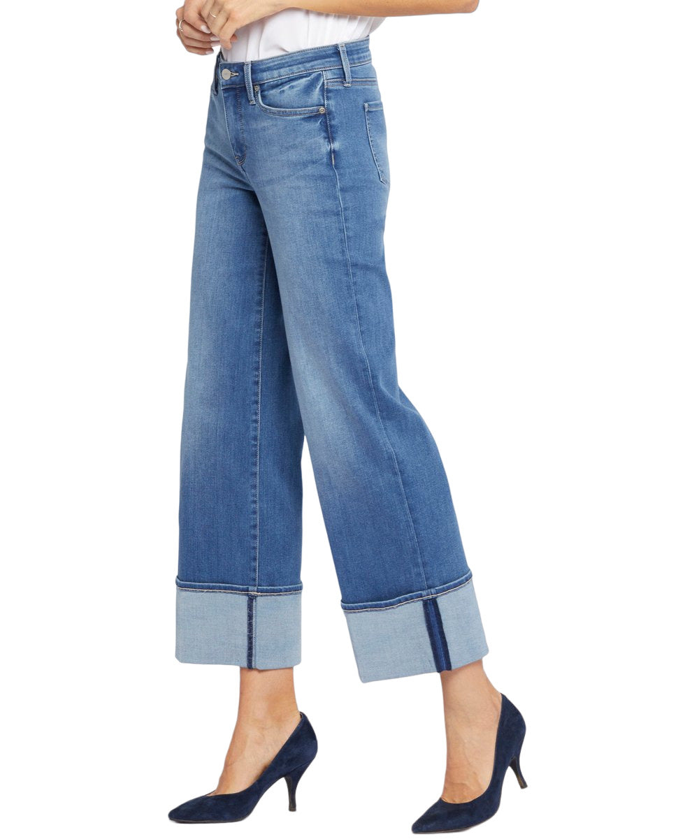 NYDJ Lovesick Blue Cuffed Teresa Crop Wide-Leg Jeans Size 18