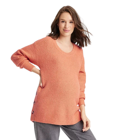 Isabel Maternity by Ingrid & Isabel Scoop Neck Side Button Maternity Sweater XS