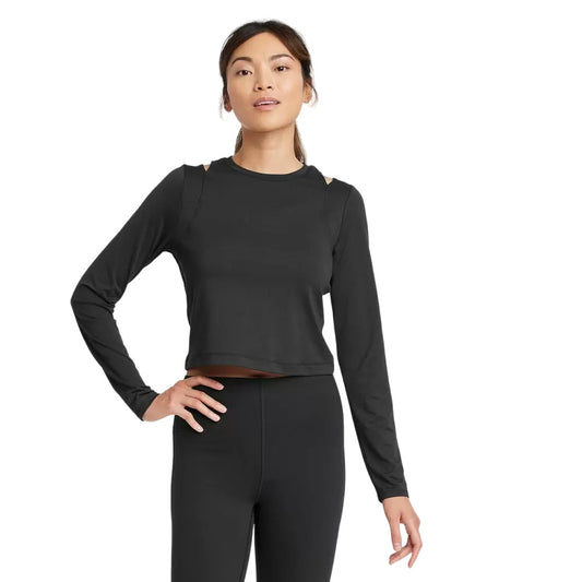 Women's Long Sleeve Cropped Top  All in Motion Black XL