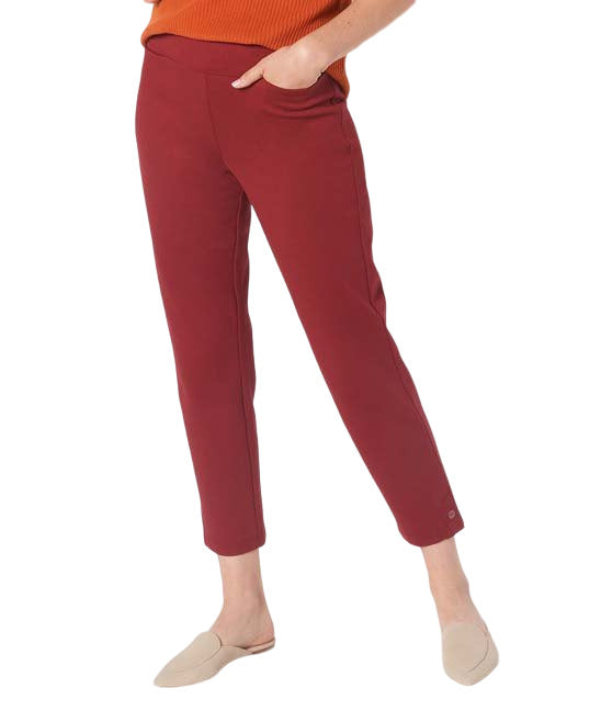 Joan Rivers Classics Collection Claret Knit Side Slit Ankle Length Pants Size XL