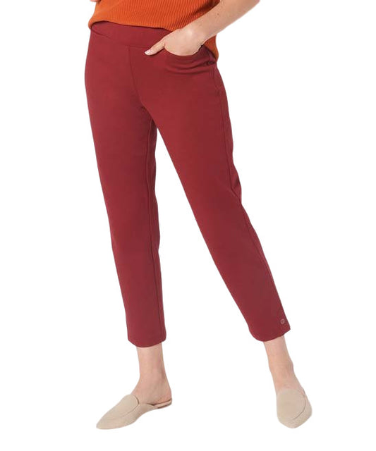 Joan Rivers Classics Collection Claret Knit Side Slit Ankle Length Pants Size XL