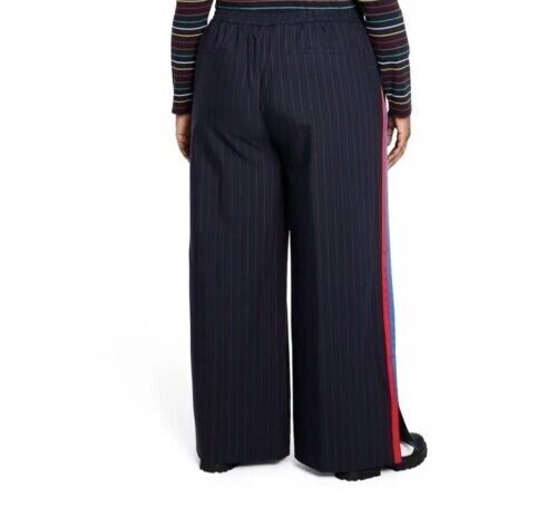 Women's Plus Size Side Stripe Wide Leg Trousers - La Ligne x Target Navy/Red 3X