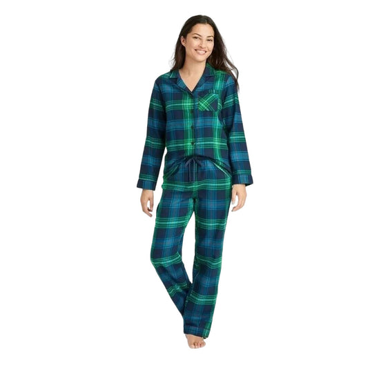 Women's Holiday Tartan Plaid Flannel Matching Family Pajama Set 1X