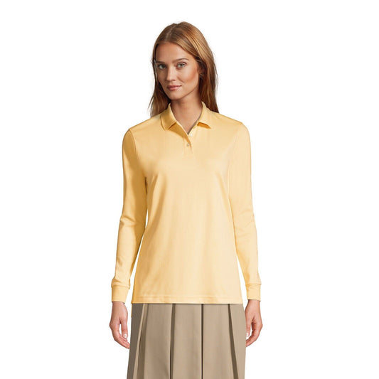 Women's Long Sleeve Interlock Polo Shirt Size S