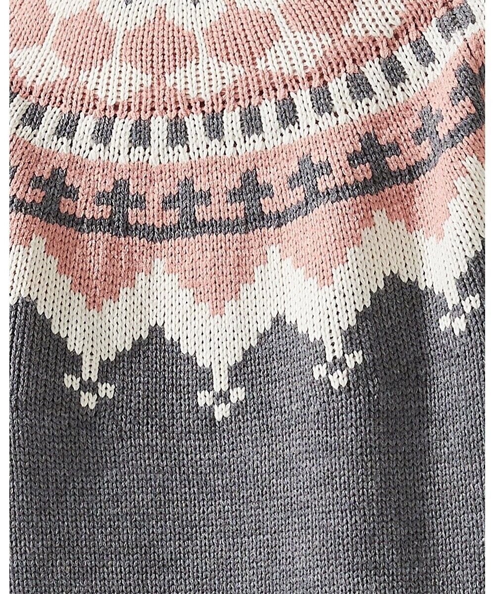 Suzanne Betro Heather Charcol & Dusty Pink Fair Isle Turtleneck Sweater SizeL/XL