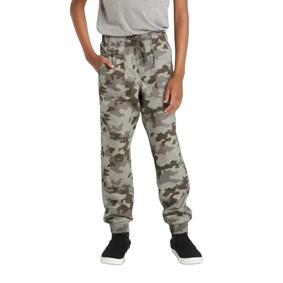 Boys Jersey Lined Pull-On Jogger Fit Pants Cat & Jack Camo Green Size 5