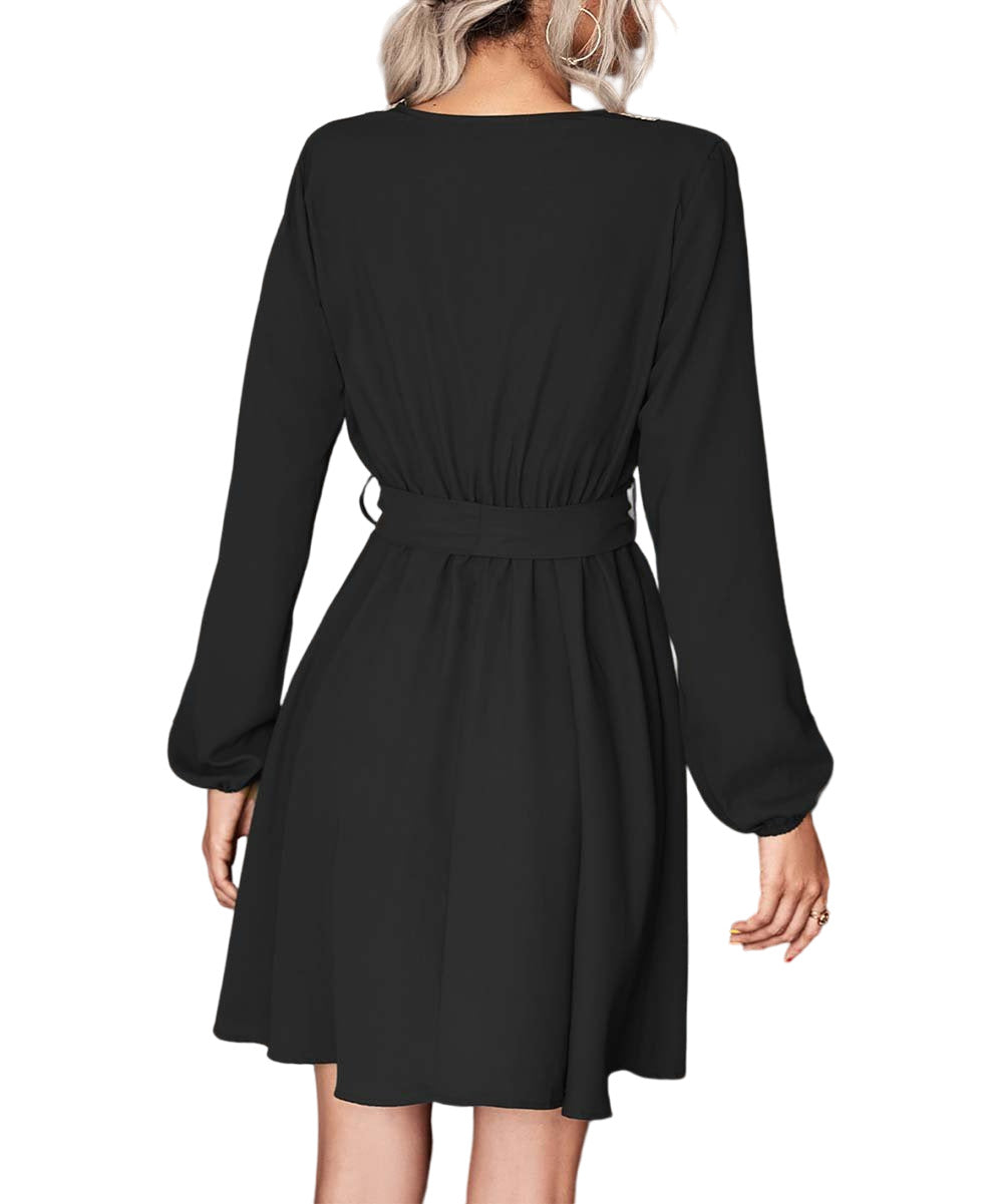 Amasoo Black Lace Trim V Neck Dress Size S