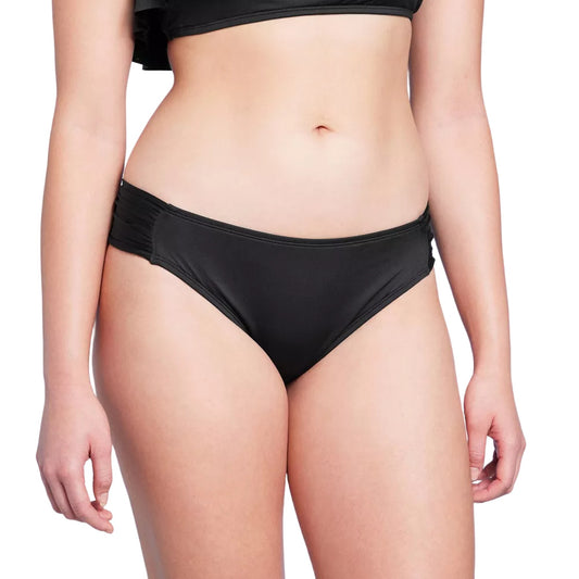 Women's Side Tab Medium Coverage Hipster Bikini Bottom  Kona Sol Black S
