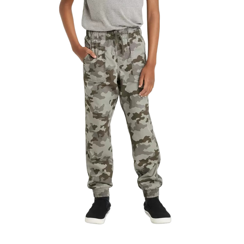 Boys Jersey Lined Pull On Jogger Fit Pants Cat & Jack Camo Green Size 10