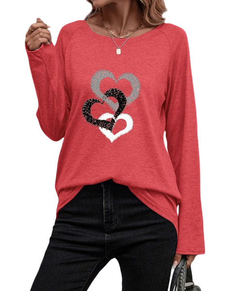 Floral Blooming Red & White Heart Trio Sweatshirt size XXL