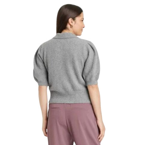 Women's Polo Sweater  A New Day Gray L