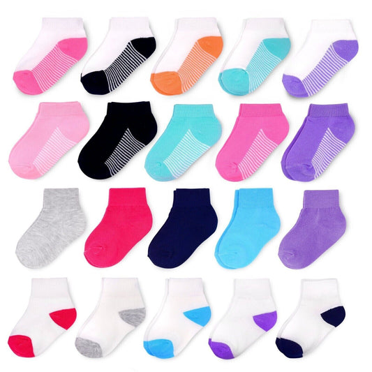 Fruit of the Loom Baby and Toddler Girl Low Cut and Ankle Socks 20-Pack S: 6M-5T