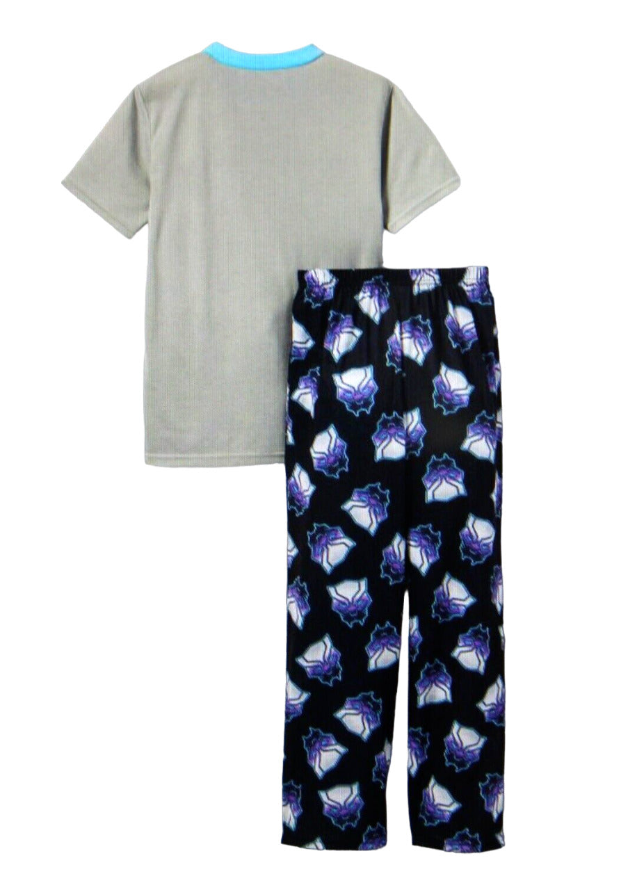 Boys Marvel Black Panther 2pc Short Sleve Top and Shorts Pajama Set Gray Size S