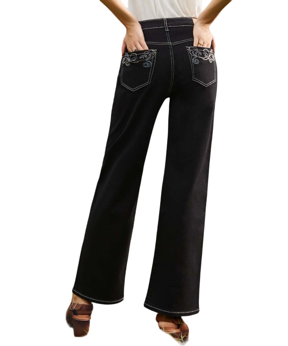 Suzanne Betro Weekend Black Wash Faded High Waist Straight Leg Jeans Size 14
