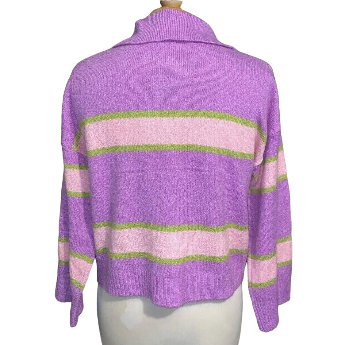 Wild Fable Purple Striped Collared V Neck Sweater Size S