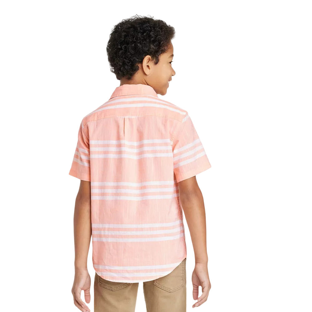 Boys Horizontal Striped Button Down Short Sleeve Resort Shirt Cat & Jack™ M