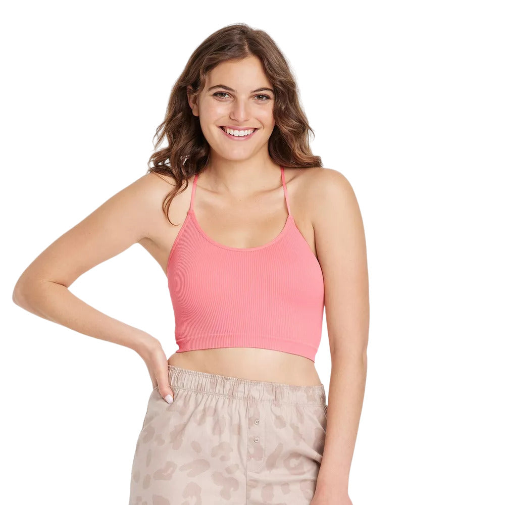 Women's Ribbed Brami - Colsie Coral XL Pink