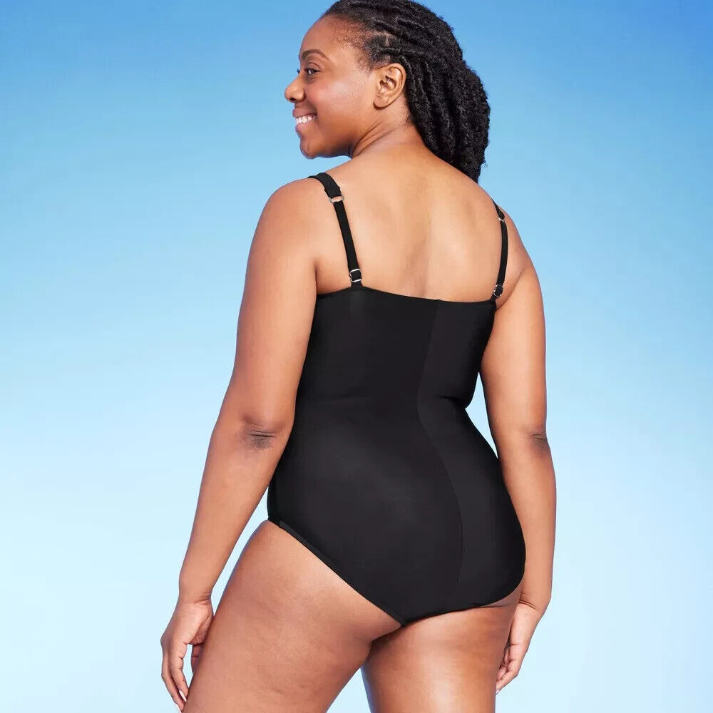 Women's UPF 50 Waist Detail Over the Shoulder One Piece Swimsuit  Aqua Green XL