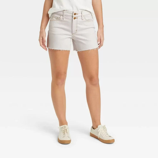 Women's High Rise Vintage Midi Jean Shorts Universal Thread Off White 12