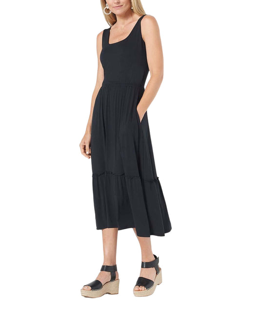 J Jason Wu Black Shirred Hem Midi Dress Size Petite 4X