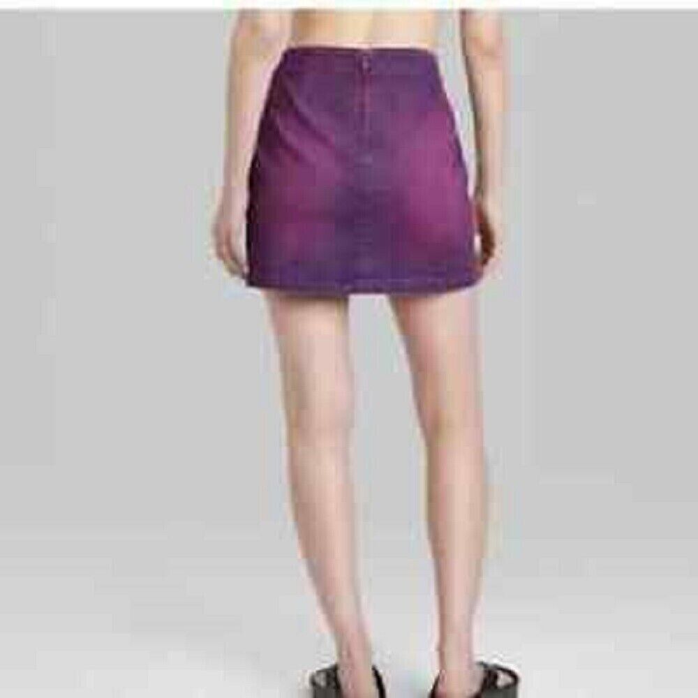 Women's Mid Rise Notch Front Seamed Denim Mini Skirt Wild Fable Violet 14 Blu