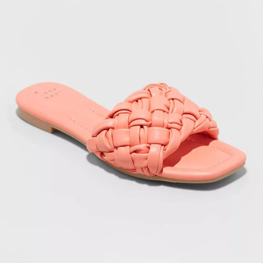 Women's Carissa Woven Slide Sandals - A New Day Pink 8.5