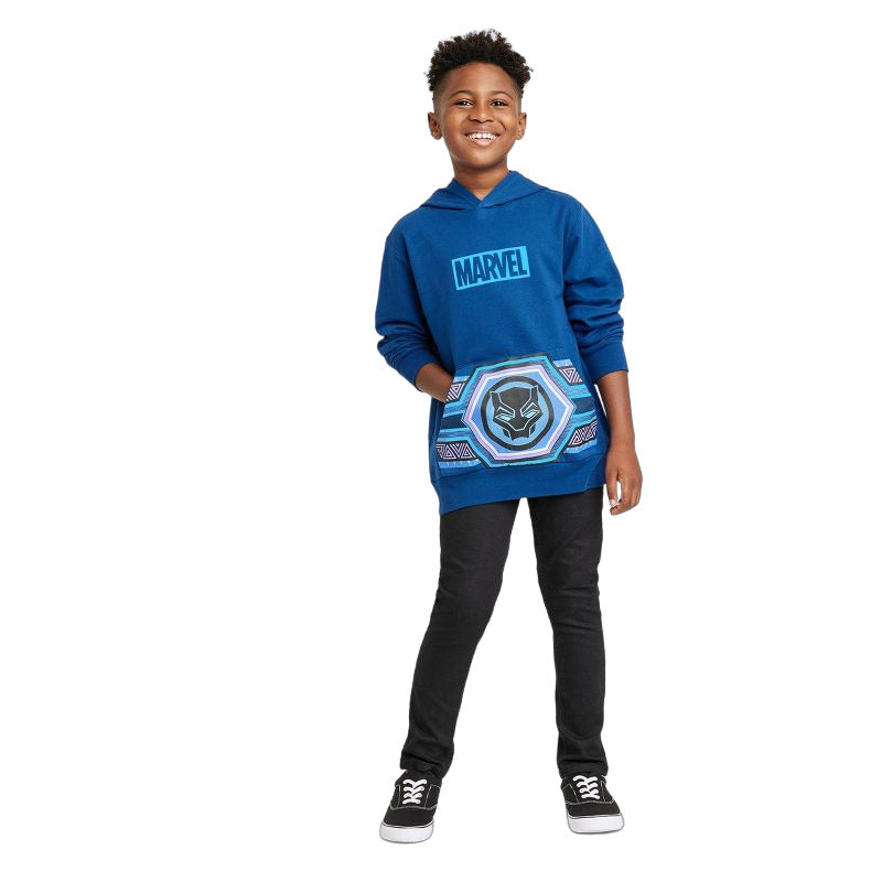 Boys Marvel Black Panther Fleece Sweatshirt Navy Blue Size S