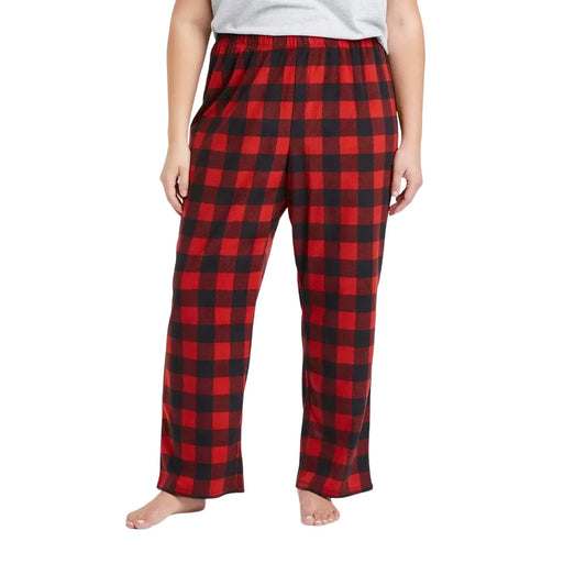 Women's Plus Size Holiday Buffalo Check Plaid Fleece Matching Family Pajama 3X