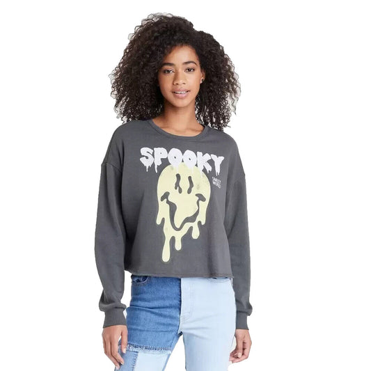 Women's SmileyWorld Spooky Graphic Sweatshirt Gray XL