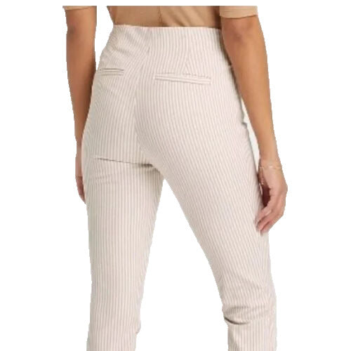 Women's High-Rise Slim Fit Ankle Pants - A New Day Cream Striped 18, Ivory Strip