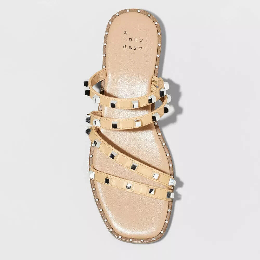 Women's Hollis Embellished Slide Sandals - A New Day Tan 6.5