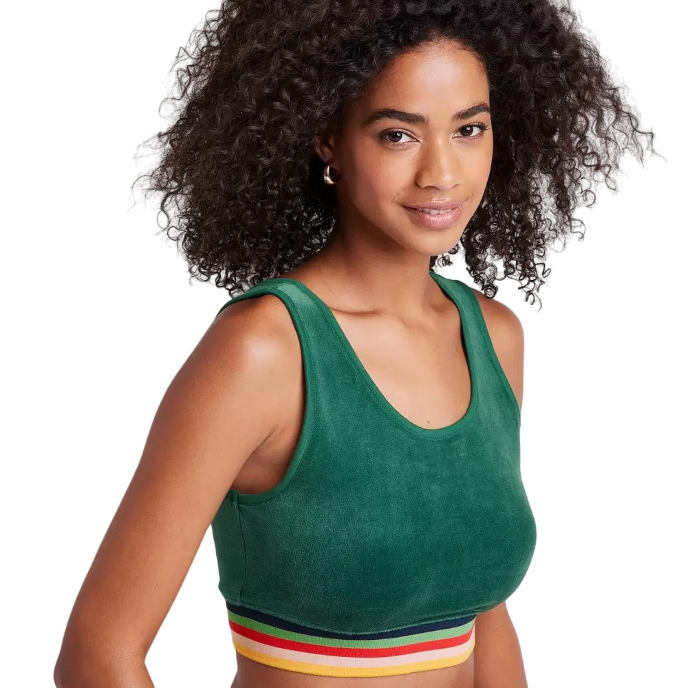 Women's Velour Cropped Tank Top  Wild Fable Green XS