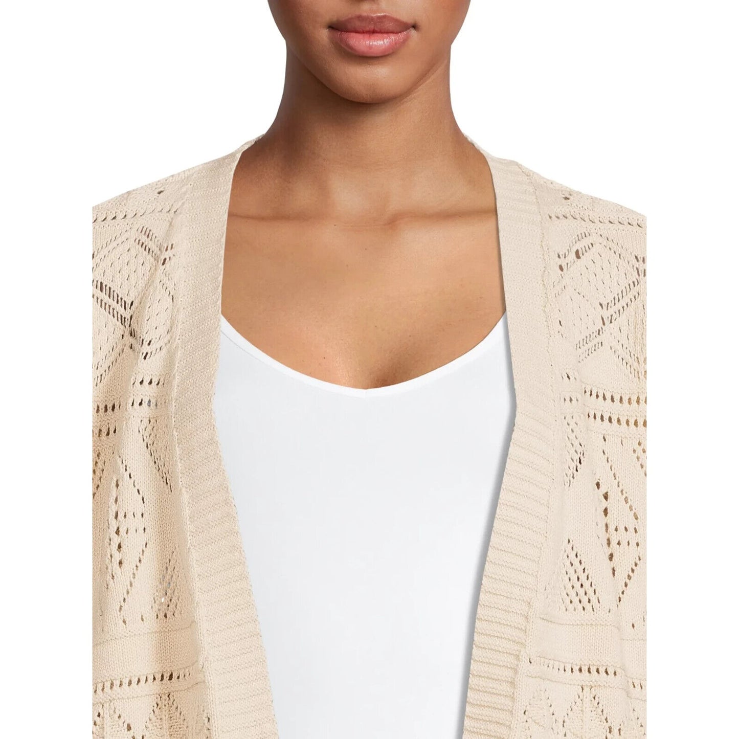 Time and Tru Women's Pointelle Cardigan with Long Sleeves Size M