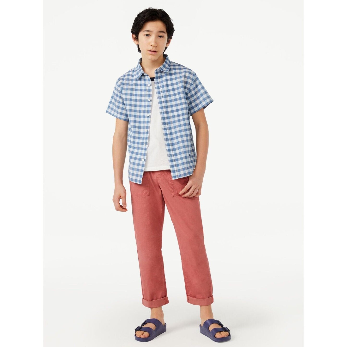 Free Assembly Boys Madras Button Down Shirt S