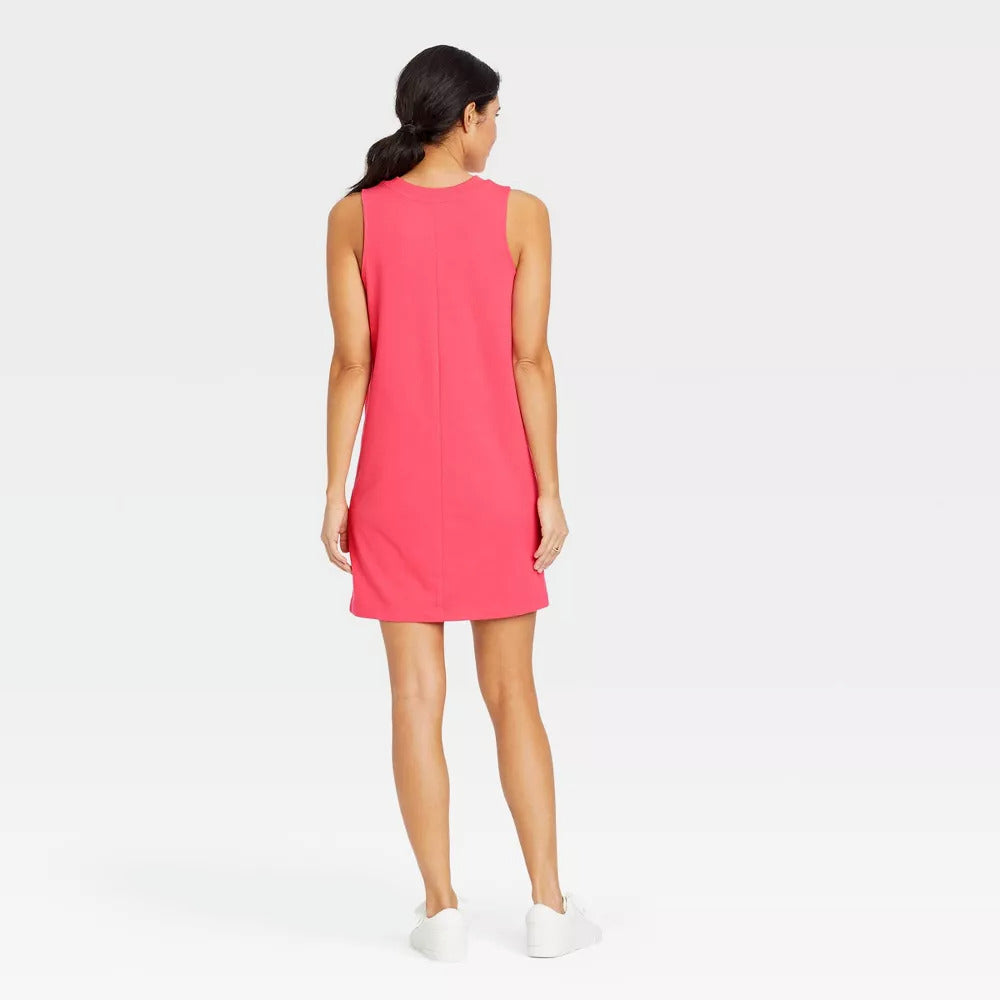 Women's Knit Tank Dress A New Day Coral Pink S