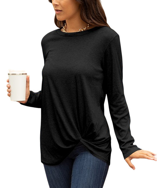 Lily Black Twist Front Crewneck Tunic Size XL/16W