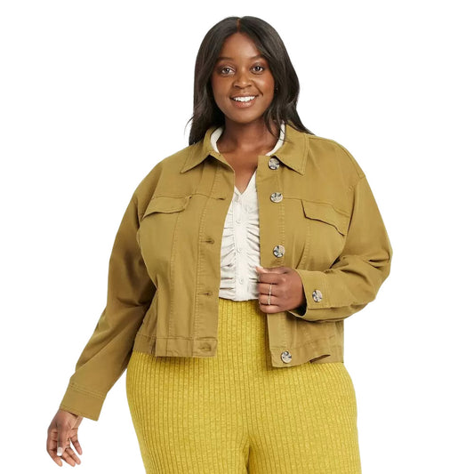 Women's Plus Size Anorak Jacket - Ava & Viv Green 1X