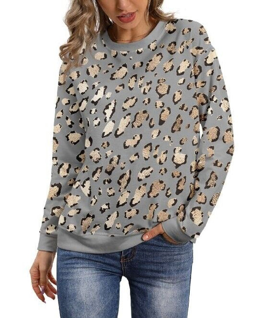 PixieLady Gray & Gold Abstract Leopard Sweatshirt Women & Plus Size 2X