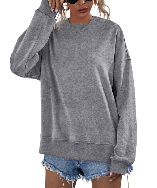 LS Gray Hooded Drop Shoulder Sweatshirt Women size S