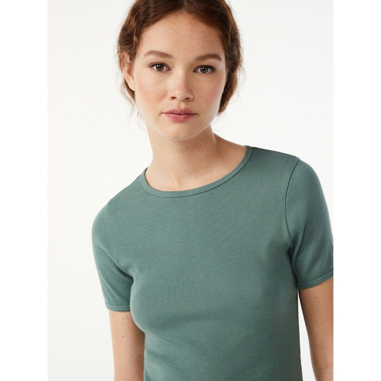 Free Assembly Women's Ribbed Crewneck Tee with Short Sleeves M