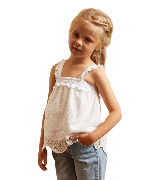 S+B Kids by Suzanne Betro White Floral Lace Sleeveless Top Size 10