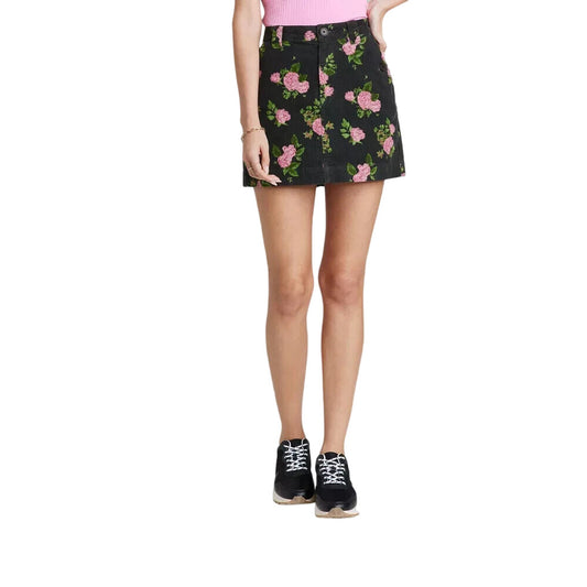 Women's High-Rise Cord Mini Skirt  Wild Fable Black Floral 14