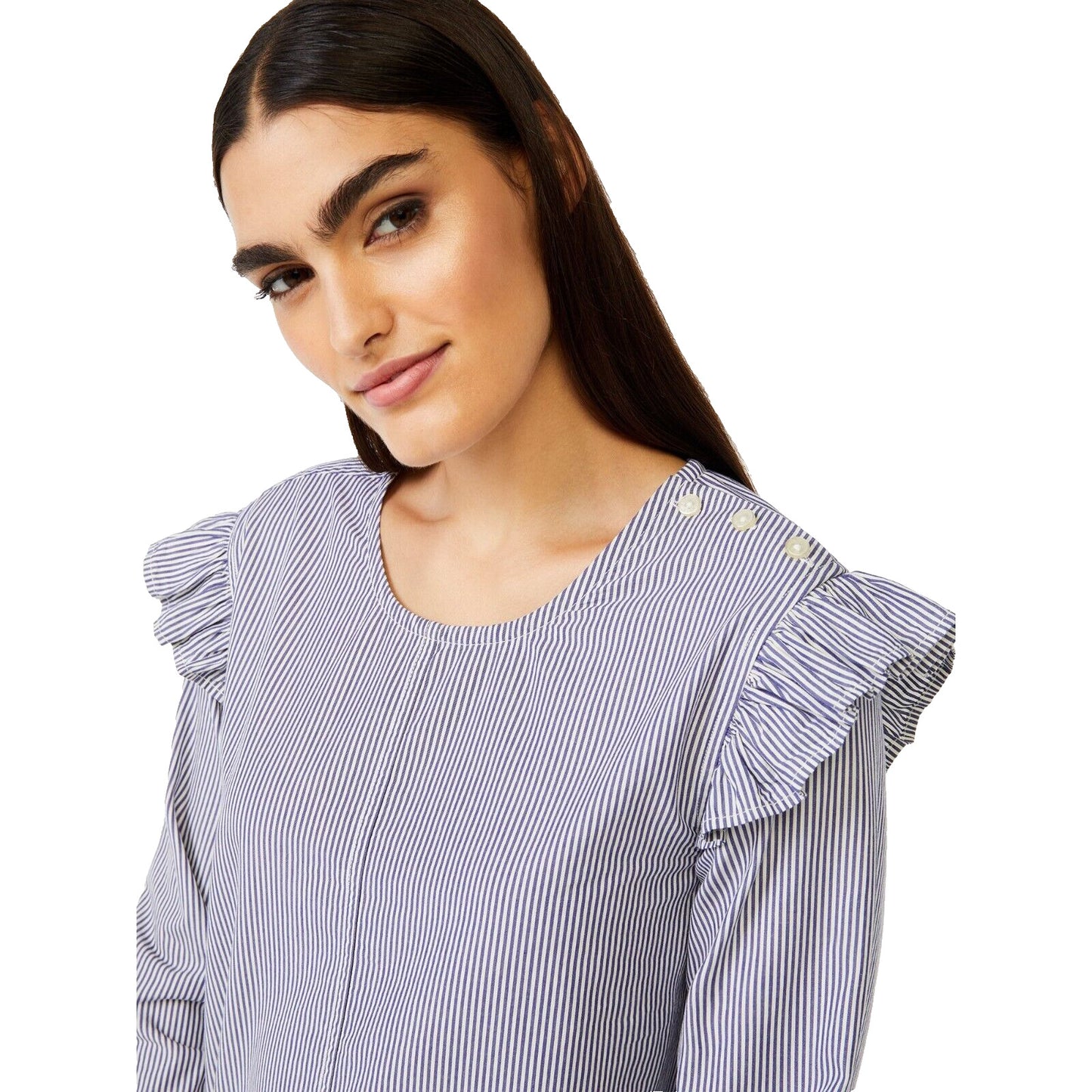 Free Assembly Women's Button Shoulder Blouse with Long Sleeves