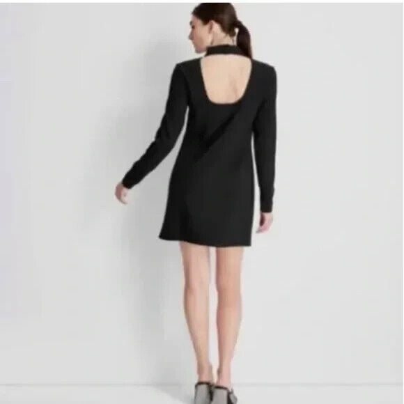 Women's Long Sleeve Mock Neck Open Back A Line Mini Dress Future Collective XS